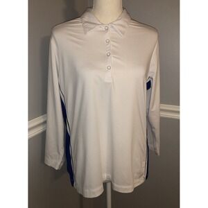 EP Pro Tour Tech Golf shirt Women's Size L Long sleeve collar snap White
